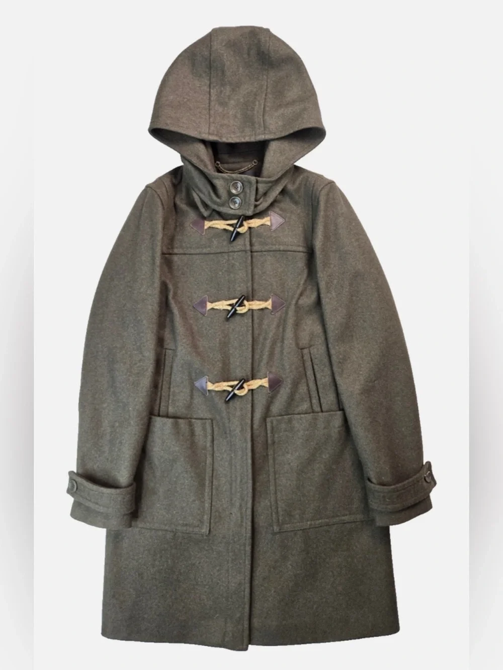 J. Crew Olive Toggle Wool-Blend Pea Coat - Picture 3 of 16